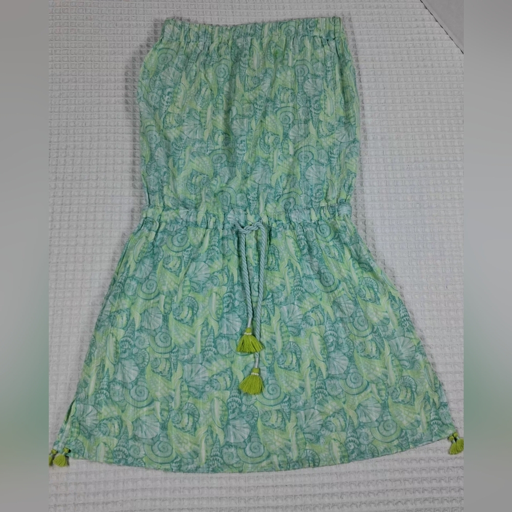Vineyard Vines Shells Allover Print Green/Blue Bandeau Top Swim Coverup  XXS - Picture 7 of 16
